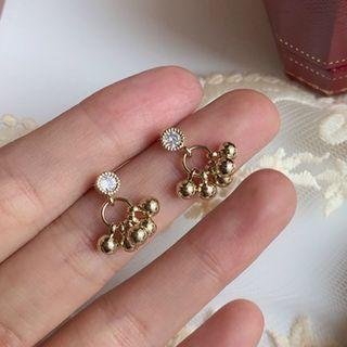 Rhinestone Metal Bead Drop Earring 1 Pair - As Shown In Figure - One Size