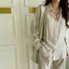 See-through Loose Shirt Light Beige - One Size