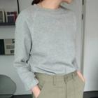 3/4-sleeve Ribbed T-shirt Gray - One Size