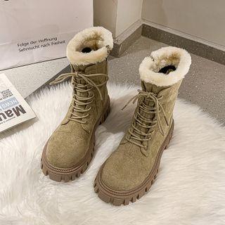 Fleece-lined Block Heel Short Snow Boots