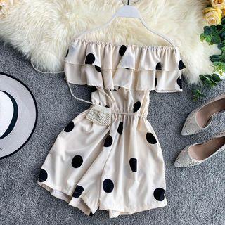 Ruffle Trim Dotted Playsuit