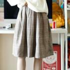 Gingham Band-waist A-line Skirt