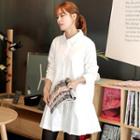 Long-sleeve Pleated Shirt Dress