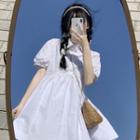 Puff-sleeve Mini A-line Shirtdress White - One Size
