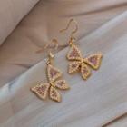Butterfly Dangle Earring 1 Pair - Gold & Purple - One Size