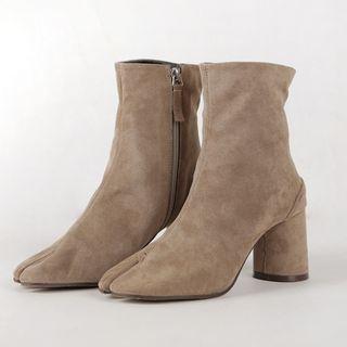 Split-toe Block-heel Short Boots