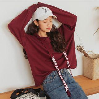 Lettering Strap Hooded Pullover