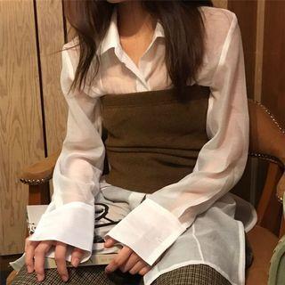 See-through Long Shirt / Strapless Top