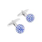 Simple Elegant Geometric Round Cufflinks With Blue Austrian Element Crystal Silver - One Size