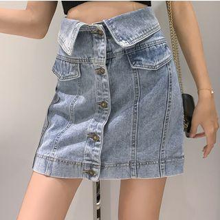 Fold-over Denim Skirt