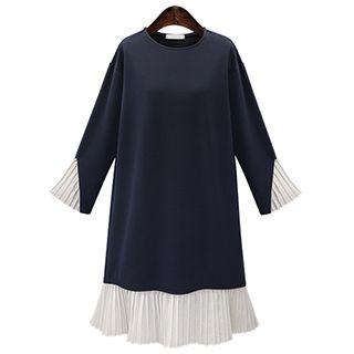 Long-sleeve Pleated Hem Dress
