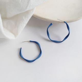 Twisted Alloy Open Hoop Earring 1 Pair - S925 Silver - Blue - One Size