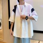 Color Block Short Sleeve Oversized Shirt