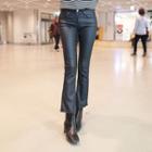 Fray-hem Coated Boot-cut Jeans