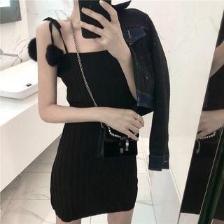 Strappy Knit Sheath Dress Black - One Size