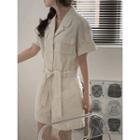 Pocket-detail Cotton Jumpsuit With Sash