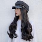 Newsboy Cap With Hair Extension - Wavy