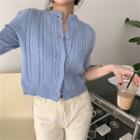 Elbow-sleeve Chunky Knit Cardigan