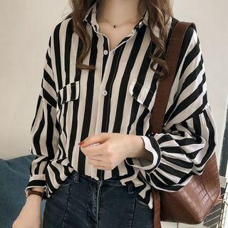 Striped Oversize Chiffon Shirt