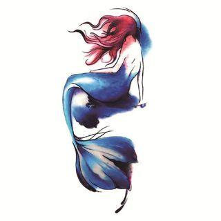 Mermaid Print Waterproof Temporary Tattoo Blue - One Piece