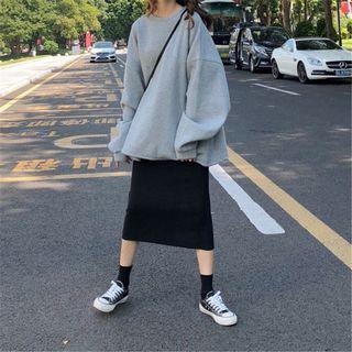 Knit Back-split Midi H-line Skirt