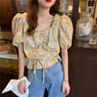 Floral Printed Drawstring Top