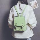 Embroidered Buckled Faux Leather Backpack