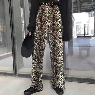 Leopard Print Wide Leg Pants As Shown In Figure - One Size