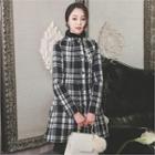 Faux-fur Trim Plaid Coat