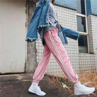 Stripe-detail Velvet Sweatpants