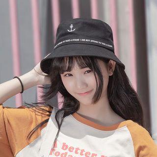 Embroidered Anchor Letter Trim Bucket Hat