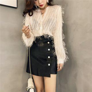 V-neck Fringed Blouse