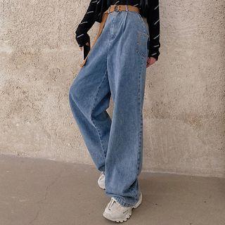 Canvas Belt / Wide Leg Jeans