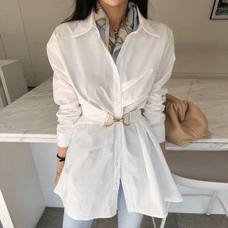 Horse-bit Belted Peplum Shirt