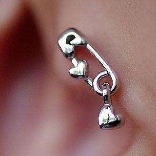 Safety Pin Ear Stud 1 Pc - Silver - One Size