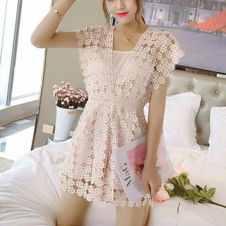 Perforated Wide-leg Playsuit