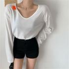 Plain U-neck Loose-fit T-shirt