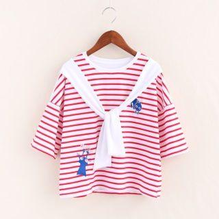 Inset Scarf Striepd Top