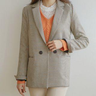 Hook-and-eye Checked Blazer