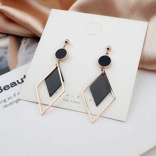 Stainless Steel Rhombus Dangle Earring E9616 - One Size