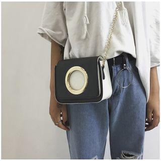 Color Panel Hoop Chain Strap Crossbody Bag