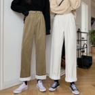 Fleece Lined Loose-fit Corduroy Wide-leg Pants