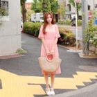 V-neck Ruffle-sleeve Stripe Dress