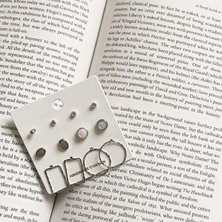 Ear Stud Set (12 Pcs) Silver - One Size