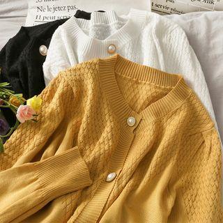 Crew-neck Argyle Sweater Cardigan