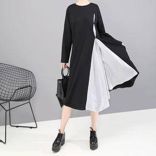 Asymmetrical Striped Panel Dress