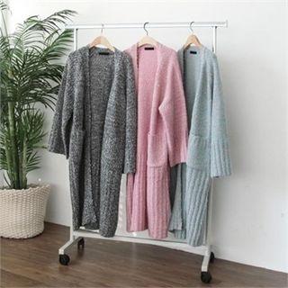 Wool- Blend Open-front Long Cardigan