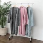Wool- Blend Open-front Long Cardigan