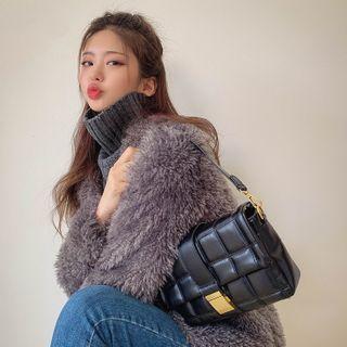 Push-lock Quilted Flap Shoulder Bag