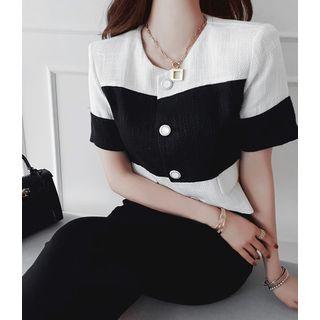 Round-neck Color-block Jacket